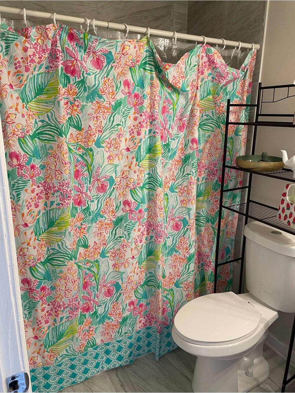 Lilly Pulitzer x Pottery Barn Teen Flora Orchid Block Shower Curtain